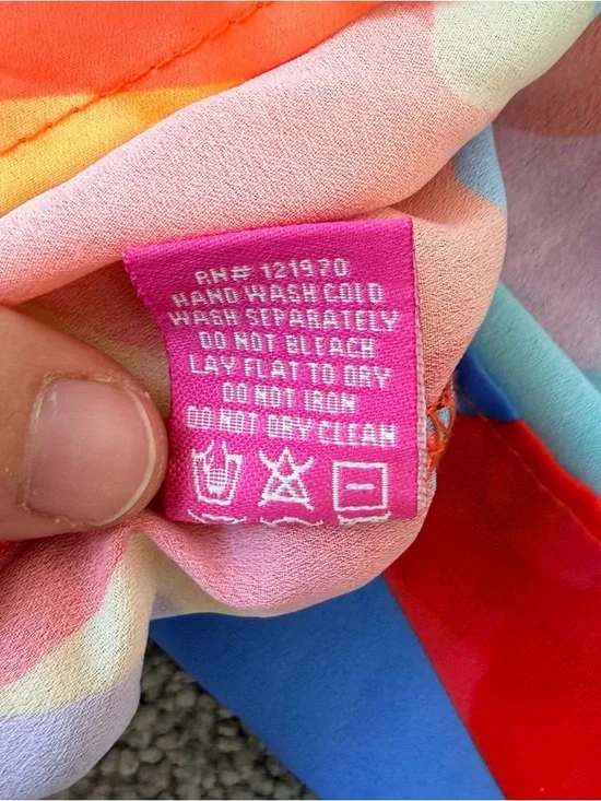 Flying Tomato Abstract Watercolor Butterfly Sleeve Blouse Top L - Picture 4 of 9